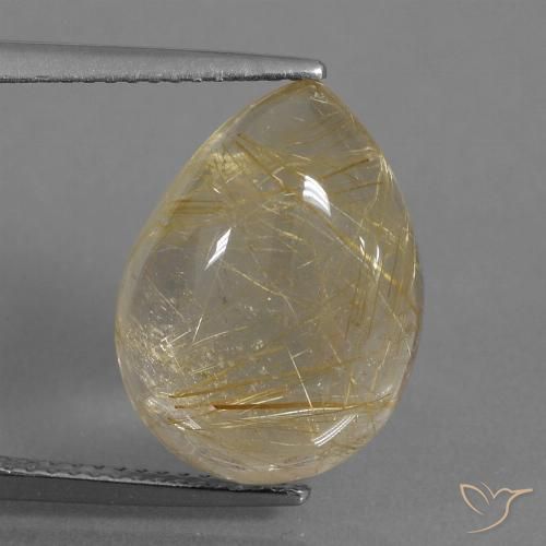 9.18ct Natürlicher Sehr helles Goldbraun Rutilquarz, Birnenform, Transparent