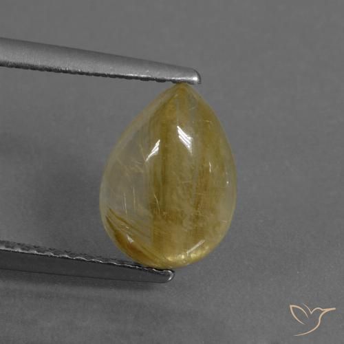 2.13ct Natürlicher Mittelgelb Rutilquarz, Birnenform, Lichtdurchlässig