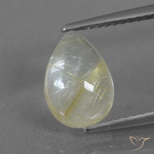 2.51ct Natürlicher Blasses Gelb Rutilquarz, Birnenform, Transparent