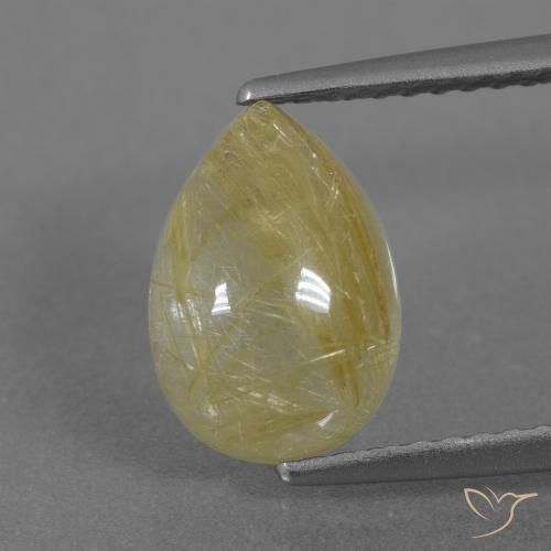 3.05ct Natürlicher Mittelgelb Rutilquarz, Birnenform, Transparent
