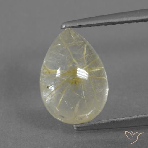 2.76ct Natürlicher hellgelb Rutilquarz, Birnenform, Transparent