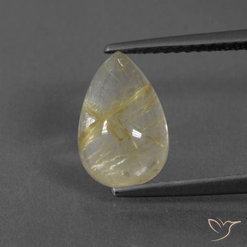 2.61ct Natürlicher Erdiges Gelb Rutilquarz, Birnenform, Transparent
