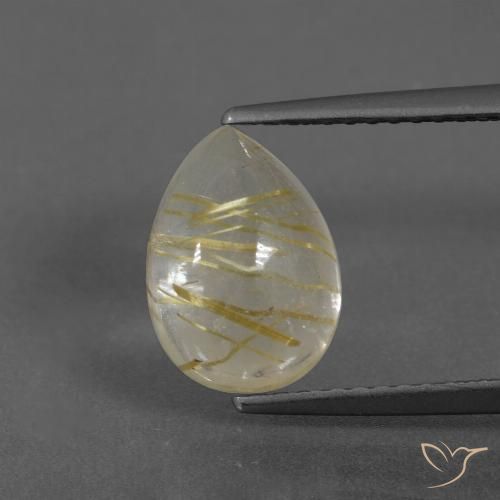 2.97ct Natürlicher Erdiges Gelb Rutilquarz, Birnenform, Transparent