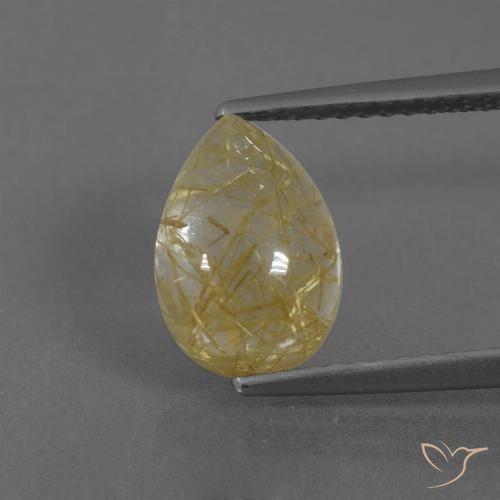 2.94ct Natürlicher Warmes Gelb Rutilquarz, Birnenform, Transparent