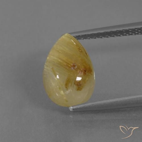 3.17ct Natürlicher Dijon Gelb Rutilquarz, Birnenform, Lichtdurchlässig, Photo A