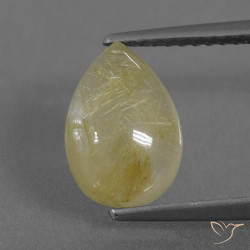 2.67ct Natürlicher Mittelgelb Rutilquarz, Birnenform, Transparent