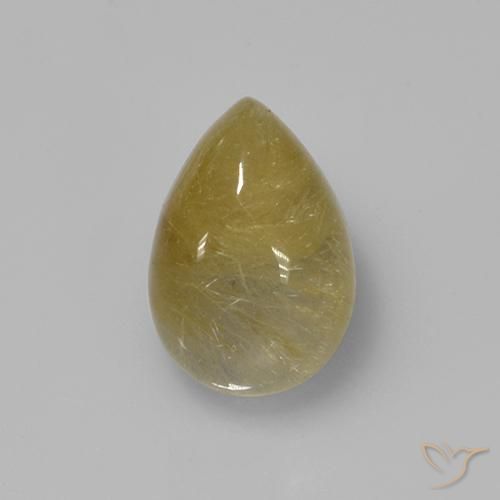 2.14ct Natürlicher Erdiges Gelb Rutilquarz, Birnenform, Transparent