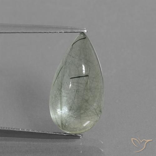 6.41ct Natürlicher hellgrün Rutilquarz, Birnenform, Transparent
