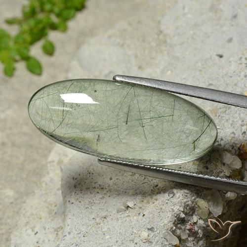 13.24ct Natürlicher hellgrün Rutilquarz, Oval, Transparent