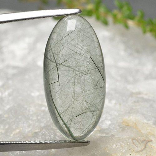 11.39ct Natürlicher hellgrün Rutilquarz, Oval, Transparent