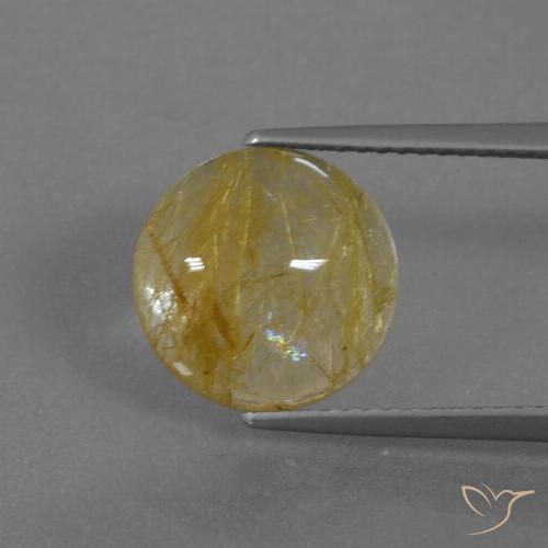 3.68ct Natürlicher Mittelgelb Rutilquarz, Runden, Transparent, Photo A