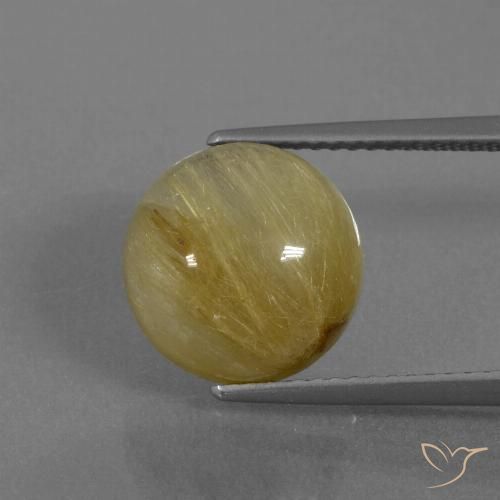 6.04ct Natürlicher Helles Gold Rutilquarz, Runden, Lichtdurchlässig