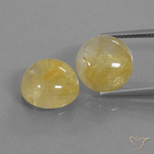10.89ctw Natürlicher Blasses Gelb Rutilquarz, Runden, Transparent, Photo A