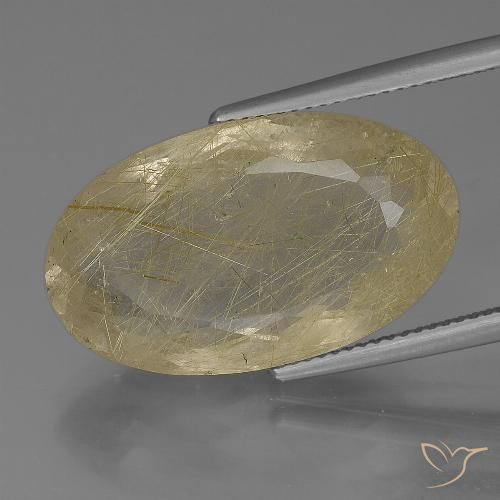 21,51 ctw natürlicher gelber Rutilquarz, Oval Schliff, Transparent