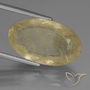 21,51 ctw natürlicher gelber Rutilquarz, Oval Schliff, Transparent