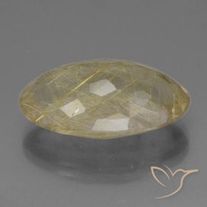 21,51 ctw natürlicher gelber Rutilquarz, Oval Schliff, Transparent