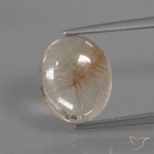 3.95ct Natürlicher Klar und Gold-Bronze Rutilquarz, Oval, Transparent