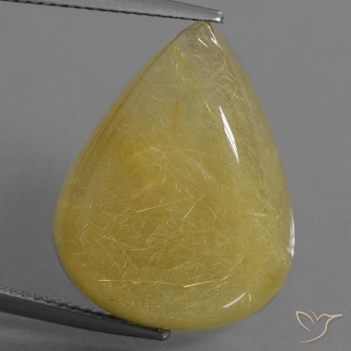 24.90ct Natürlicher hellgelb Rutilquarz, Birnenform, Lichtdurchlässig