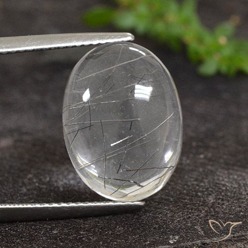 8.50ct Natürlicher Klar mit Schwarz Rutilquarz, Oval, Transparent