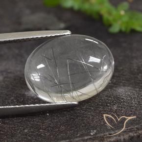9,17 ctw natürlicher Klar mit Schwarz Rutilquarz, Oval, Transparent