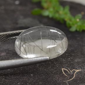 9,17 ctw natürlicher Klar mit Schwarz Rutilquarz, Oval, Transparent