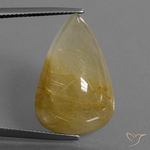 22.73ct Natürlicher Erdiges Gelb Rutilquarz, Birnenform, Lichtdurchlässig