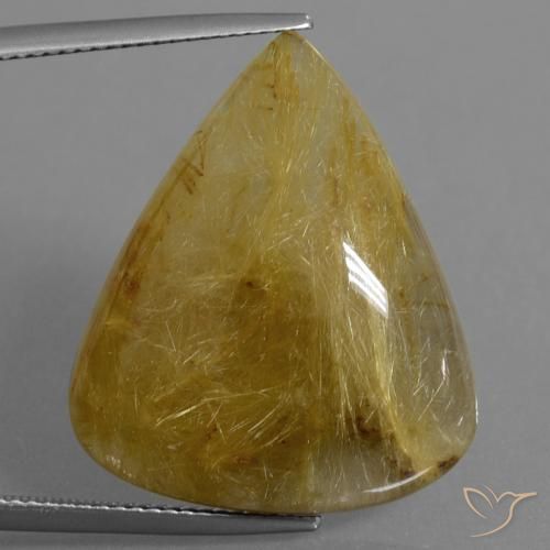 25.66ct Natürlicher Erdiges Gelb Rutilquarz, Birnenform, Lichtdurchlässig