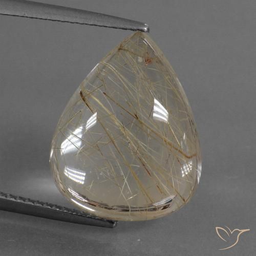 10.54ct Natürlicher hellbraun Rutilquarz, Birnenform, Transparent