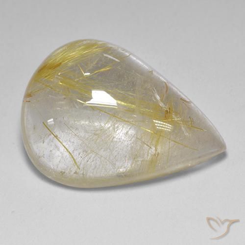 12.23ct Natürlicher Erdiges Gelb Rutilquarz, Birnenform, Transparent, Photo A