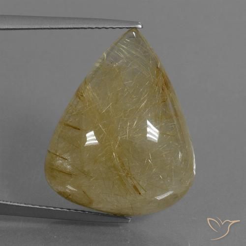 24.63ct Natürlicher hellgelb Rutilquarz, Birnenform, Lichtdurchlässig