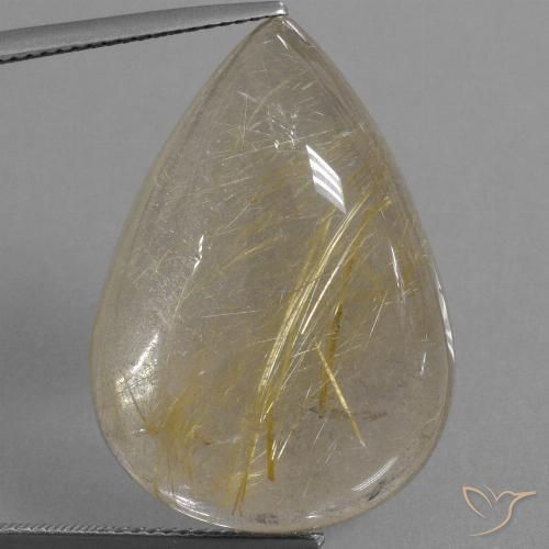 34.22ct Natürlicher Warmes Gelb Rutilquarz, Birnenform, Transparent