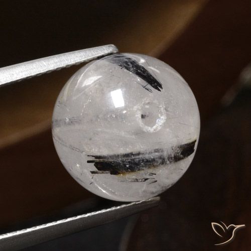 12.31ct Natürlicher Klar mit Schwarz Rutilquarz, Kugel / Ball, Lichtdurchlässig
