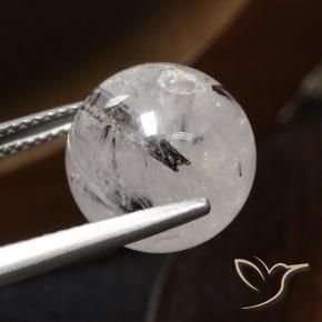 9,17 ctw natürlicher Klar mit Schwarz Rutilquarz, Kugel / Ball, Lichtdurchlässig