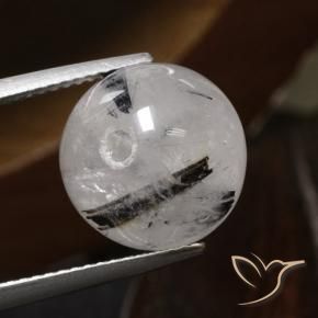 9,17 ctw natürlicher Klar mit Schwarz Rutilquarz, Kugel / Ball, Lichtdurchlässig