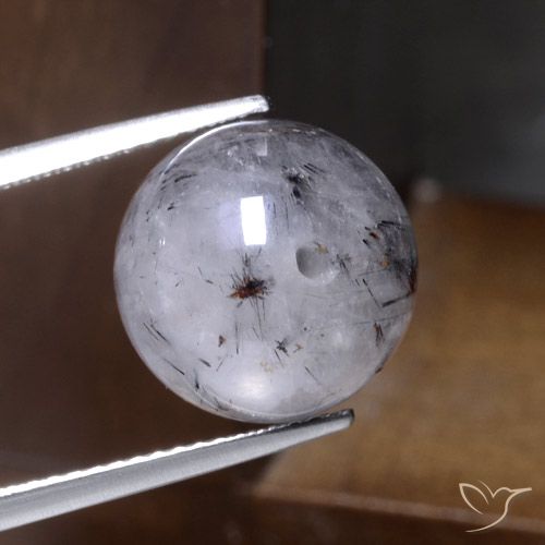 12.36ct Natürlicher Klar mit Schwarz Rutilquarz, Kugel / Ball, Lichtdurchlässig