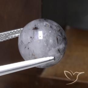 9,17 ctw natürlicher Klar mit Schwarz Rutilquarz, Kugel / Ball, Lichtdurchlässig