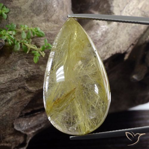 41.84ct Natürlicher Toskana Gelb Rutilquarz, Birnenform, Lichtdurchlässig