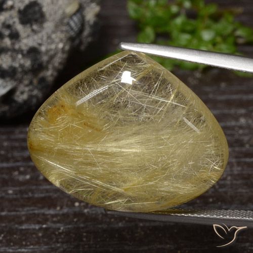 32.98ct Natürlicher Mittelgelb Rutilquarz, Birnenform, Transparent