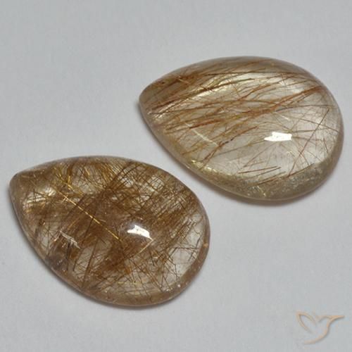 3.65 ct natürliche Warmes Braun Rutilquarz-Edelsteine, Birnenform, Transparent