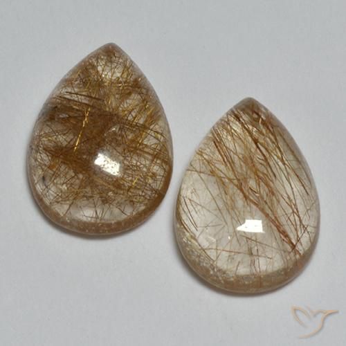 3.65 ct natürliche Warmes Braun Rutilquarz-Edelsteine, Birnenform, Transparent