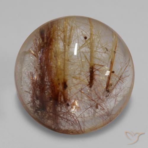 7.37ct Natürlicher Klar mit Braun Rutilquarz, Runden, Transparent