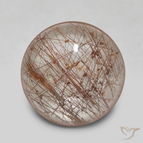 5.84ct Natürlicher Klar mit Kupfer Rutilquarz, Runden, Transparent