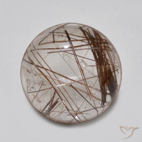 4.65ct Natürlicher Klar mit Braun Rutilquarz, Runden, Transparent