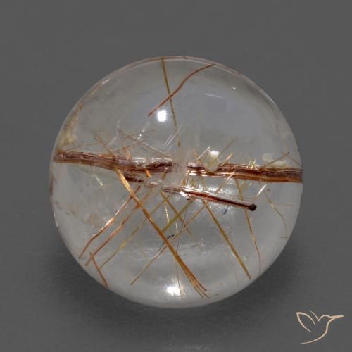 3.69ct Natürlicher Klar mit Braun Rutilquarz, Runden, Transparent, Photo A