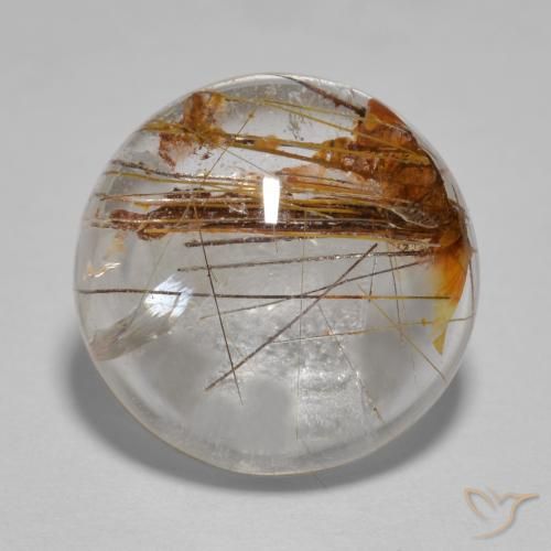 5.96ct Natürlicher Klar mit Braun Rutilquarz, Runden, Transparent