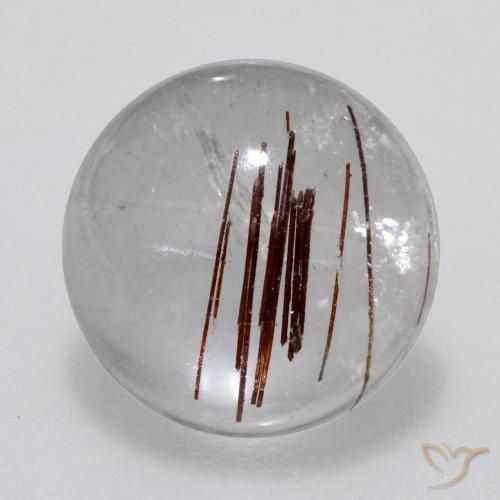 7.00ct Natürlicher Klar mit Braun Rutilquarz, Runden, Transparent