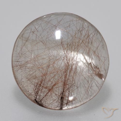 5.55ct Natürlicher Klar mit Braun Rutilquarz, Runden, Transparent
