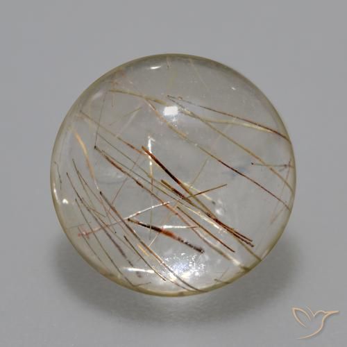 5.93ct Natürlicher Klar mit Braun Rutilquarz, Runden, Transparent