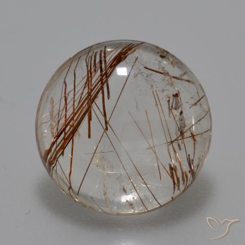 6.52ct Natürlicher Klar mit Braun Rutilquarz, Runden, Transparent