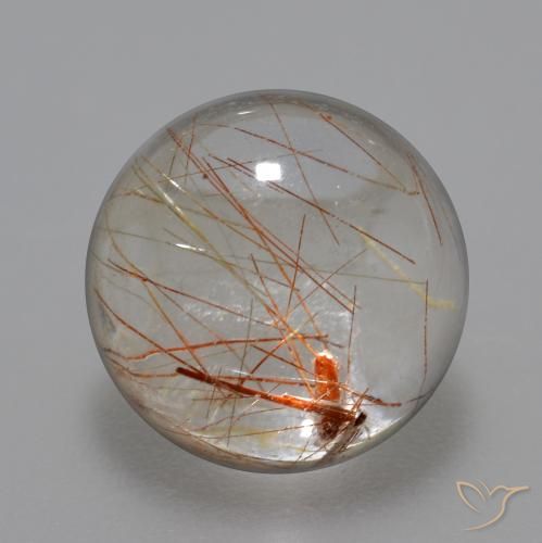6.20ct Natürlicher Klar mit Kupfer Rutilquarz, Runden, Transparent